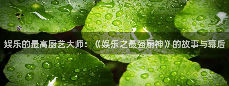 092000777美狮贵宾会：娱乐的最高厨艺大师：《娱乐之最强厨神》的故事与幕后